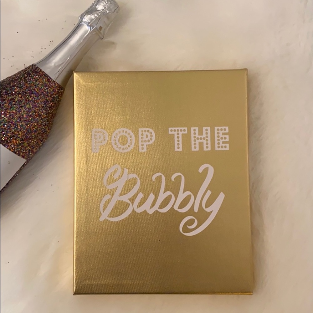 Pop the Bubbly gold canvas wall art